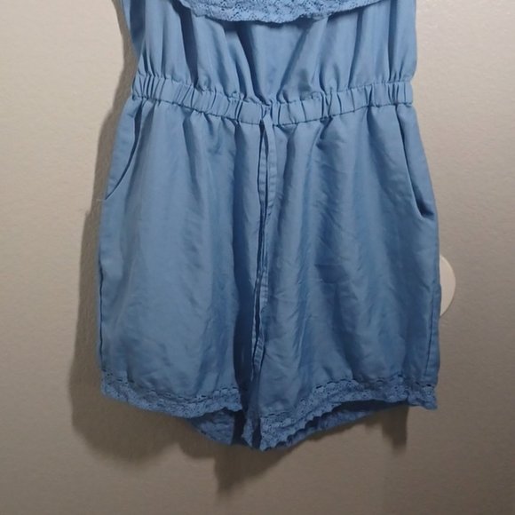 Blue off shoulder Romper - Picture 4 of 9